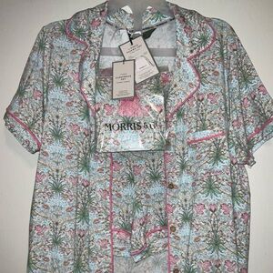 Morris & Co Hyacinth Floral 2pc.short sleeve shorts pajama + drawstring bag NWT